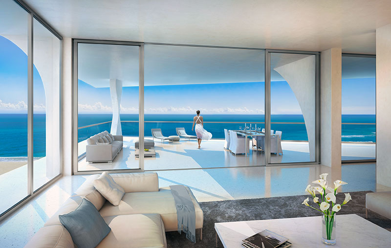 New Jade Signature Residences in Sunny Isles Beach - Livingroom View