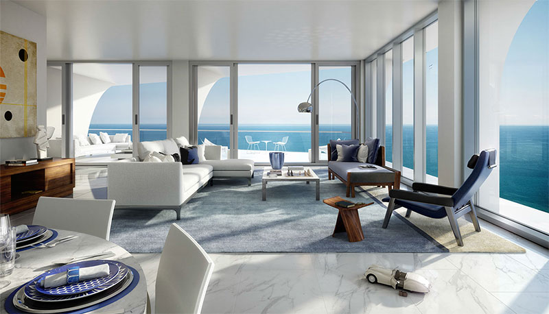 New Jade Signature Residences in Sunny Isles Beach - Livingroom