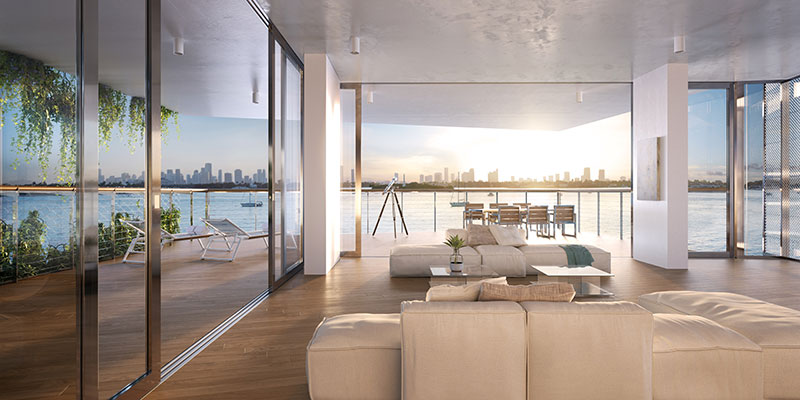 Monad Terrace Waterfront Residences in South Beach, Livingroom